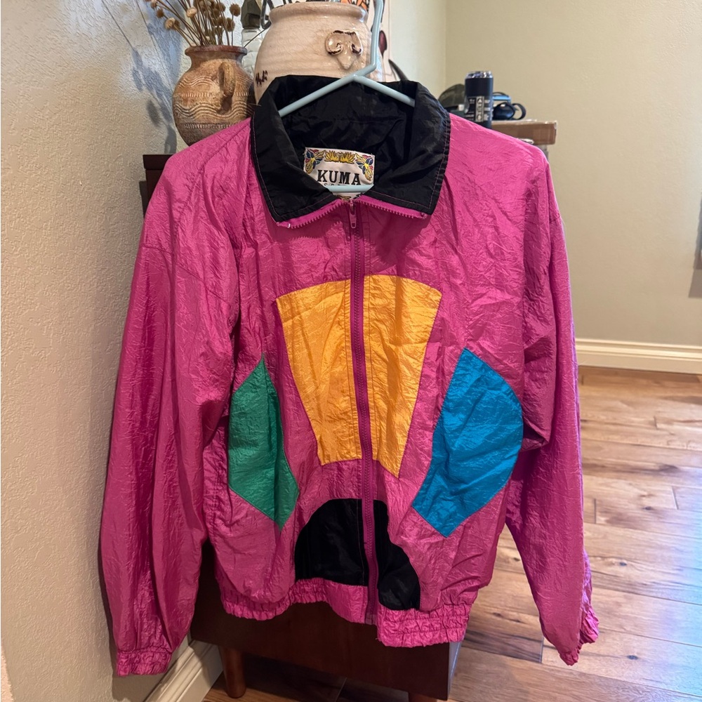 Kuma Colorful Windbreaker Jacket - Pink, Yellow, Blue